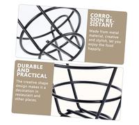 INOOMP Metal Fried Food Basket Black Iron Fry Basket with Hollow Design Capacity Snack Holder for Kitchen Restaurant Dining