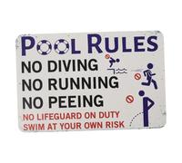 INOOMP Metal Swimming Pool Warning Sign with Amusing Design Easy Installation Outdoor Pool Rules Notice Board