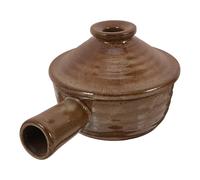 INOOMP Microwave Oven Casserole Kitchen Cooking Utensil with Lid Brown Crude Pottery Easy to Clean Heat Resistant for Soup and Rice 17.00 X 12.00 X 5.00 Cm