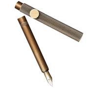 INOOMP Mini Brass Fountain Pen 0.5mm Fine Tip Portable Calligraphy Pen for Students Artist Versatile Writing Brown Metal Home Office School