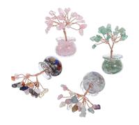 INOOMP Mini Crystal Money Tree Ornament Symbol of Prosperity 4pcs Crystal Bonsai Wealth Tree with Compact Design and Luxurious Appearance and Low Maintenance for Desktop Decoration