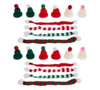 INOOMP Mini Knitting Hat, Scarf Set and Dolls, Knitted Mini Beanie Hats with Tiny Christmas Scarf, Winter Warmth and Festive Decoration Beverage Bottles for Home and Office