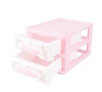 INOOMP Mini Storage Container Cosmetic Organizer with Two-Layer Drawer Structure, Space-Saving and Wear-Resistant PP Material, Compact Size for Desktop or Dressing Table Use