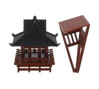 INOOMP Miniature Japanese Pagoda Plastic Bonsai Ornament with Intricate Detailing Traditional Chinese Pavilion Model for Zen Gardens Indoor Terrariums and Bonsai Displays Decoration