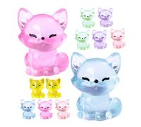 INOOMP Miniature Resin Fox Animals 12pcs Glow the Dark Delicate Animal Ornaments for Micro Landscape and Fairy Garden Decoration