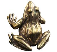 INOOMP Miniature Vintage Brass Frog Figurine Unique Outdoor Frog Decor for Home and Office Creative Decoration Adorable Desktop Ornament for Tea Lovers