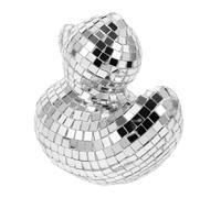 INOOMP Mirror Disco Ball Duck Ornament with Reflective Mirror Surface Silver Desktop Decoration for Parties Weddings Home and Office Creative Light Effect Duck Figurine for Festive
