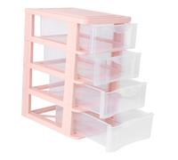 INOOMP Multilayer Drawer Storage Box 4-tier Plastic Dustproof Desktop Organizer for Cosmetics and Stationery, Pink, Student Sundries Container for Home and Office