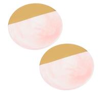 INOOMP Nail Plate round Pallet Edge with Marble Gold Mixing Ceramic Featuring Unique Elegant Design and Cork Base to Prevent Sliding Use Manicure