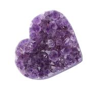 INOOMP Natural Heart Shaped Amethyst Cluster Crystal Stone Ornament 3-5cm Desktop Stone Decor Natural Figurine for Home Decoration and Collectible