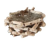 INOOMP Natural Style Wooden Straw Bird Nest Ornament Artificial Parakeet Nest Decor for Garden Home Balcony Lawn