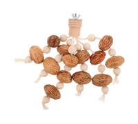 INOOMP Natural Wood Parrot Chewing for Cockatiels and Conures - Hanging Foraging Chew with Nut-fixed Mango Wood Blocks - Bird Biting and Gnawing Enrichment for Pet Birds