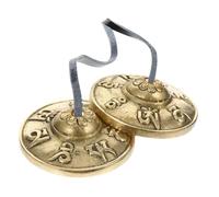 INOOMP Nepal Copper Cymbals Bell with Six Syllable Chant Engraving, Small Brass Meditation Chime for Yoga, Religious Rhythm Instrument for Meditation and Ceremony