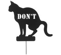 INOOMP No Pooping Cat Sign Cat Black Yard Sign with Stake Iron Cat Dont Poo Pee Signs Keep Your Cat Off Grass Notice for Outdoor Lawn and Garden