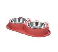 INOOMP Non-slip Double Pet Feeder Bowl with Moat Stainless Steel Cat and Dog Feeding Dish for Small to Medium Pets Indoor Outdoor Stable Food and Water Container