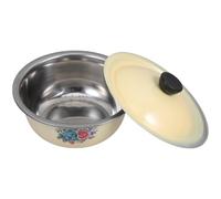 INOOMP Old Fashioned Enamel Mixing Bowl with Lid 18cm Retro Kitchen | Stainless Steel Finish, Dustproof Cover, Easy Cleaning, for Hotels and Homes, Strawberries or Lard