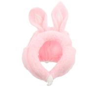 INOOMP Pink Bunny Shaped Polar Fleece Hat for Small Pets and Hamsters, Festive Halloween Party Accessory with Cartoon Design, Comfortable Daily Headwear for Family Portraits
