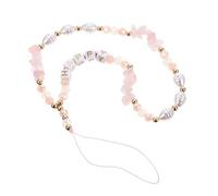 INOOMP Pink Stone and Artificial Pearl Phone Wrist Strap with Anti-lost Feature Unique Phone Hanging Chain for Smartphones Stylish and Chic Decor Accessory
