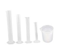 INOOMP Plastic Graduated Cylinder and Beaker Set with Stable Base Transparent Liquid Measuring Cups for School and Laboratory Use and Practical Measuring Tools for Chemistry and Research
