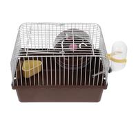 INOOMP Portable Hamsters Travel Cage Abs Small Animal Carrier Brown Gentle Material Water Bottle Holder Beautifully Crafted Elegant Design Suitable for Hamsters and Small Pets