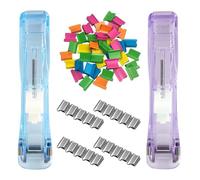 INOOMP Portable Handheld Paper Clam Clip Dispenser with 150pcs Reusable Colorful and Silver Clips, Compact Clipping Power and Damage-Free Binding for Office and Home Document Organization