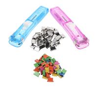 INOOMP Portable Handheld Paper Clam Clip Loose Leaf Clips Mini Push Document Clamp Dispenser Plastic Metal Compact Purple Blue for Test Papers Classroom Desk Stapling Tasks for Students