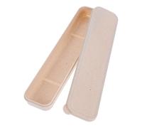 INOOMP Portable Organizer Box with Lid and Camping, Large Beige Plastic Case for Spoon, Fork, and Chopsticks Storage, Kitchen Utensil Holder for Office and School