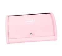 INOOMP Premium Metal Bread Storage Box with Easy-open Cover Stable Base Non-slip Snack Container for Kitchen Organization Compact Pink Bakery Loaf Bin for Freshness Preservation
