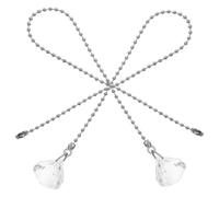 INOOMP Pull Chain Extension 2Pcs with Crystal Ball Cord 30Cm for Ceiling Fan and Bedside Lamp Replacement