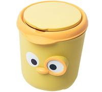 INOOMP Push-Type Trash Can with Lid Mini Desktop Storage Bucket Cute Cartoon Style Compact Waste Paper Basket for Home Office Bedroom Use with Press Open Function and Simple Design