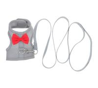 INOOMP Rabbit Harness Leash Adjustable Straps Cute Bow for Small Animal Pets like Hamsters and Ferrets Squirrel Grey