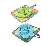 INOOMP Rabbit Snuffle Mat 2pcs Slow Feeding Cushion Set Polar Fleece Pet Foraging Toy Relieve Stress and Enhance Intelligence for Rabbits Indoor Play