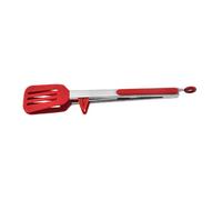 INOOMP Red Stainless Steel Food Tong for Kitchen BBQ and Baking Multi-Functional Non-Stick Restaurant Clamp for Grilling Serving Steak Fruits and Buffet Use