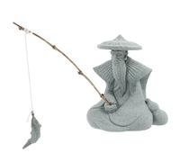 INOOMP Resin Japanese Fisherman Statue for Garden and Fish Tank Decoration Weather-resistant Mini Figurine for Aquarium Bonsai Terrarium Symbolizing Wisdom and Patience Outdoor Ornament
