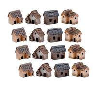 INOOMP Resin Thatched House Figurine Micro Village Houses for Fairy Garden Desktop Micro Landscape Decoration Miniature Cottage with Single Door for DIY Scene Display and Small Outdoor