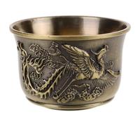 INOOMP Retro Chinese Style Zinc Alloy Tea Cup Dragon Phoenix Design for Home Office Tearoom Use Traditional Teaware with Vintage Embossed Craftsmanship