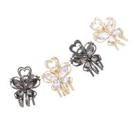 INOOMP Rhinestone Butterfly Hair Clips Elegant Vintage Style 4pcs Small Metal Claw Clips Secure and Comfortable Hold for Women for Daily Fashion and Parties