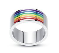 INOOMP Rotatable Stainless Steel Rainbow Ring 8# for Gay Party Wear | Metal Construction, Waterproof Finish, Chic Eye Catching Style, Unique Design, Pansexual Use