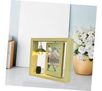 INOOMP Rotatable Wooden Memorial Photo Frame with Small Iron Urn for Pet Ashes Keepsake Desktop Picture Frame with Photo Display Sturdy Sealed Cremation Ash Storage for Loved Ones