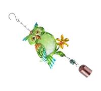INOOMP Rustic Handmade Owl Wind Chime with Glass Beads and Metal Craft, Soothing Sounds Decorative Hanging Ornament for Patio and Home Decor