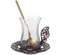 INOOMP Set Coffee for Saucer Glass and Spoon Cup Vintage Tea