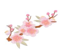 INOOMP Sewing Patch Embroidered Plum Blossom 3Pcs Handcrafted Wintersweet Flower Patches for Clothing Decoration and Iron on Use