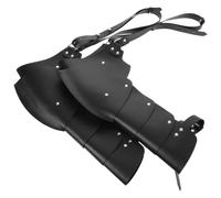 INOOMP Shoulder Armor Enhanced Mobility Double Pauldron Black 2pcs Faux Leather Multistrap Structure and Renaissance Medieval Style Shoulder Guard for Halloween Cosplay Men