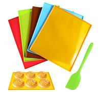 INOOMP Silicone Baking Mats with Edges Reusable Silicone Sheets Nonstick Food-Grade Safe with Spatula for Oven and Microwave Oven Baking
