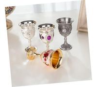 INOOMP Silver Zinc Alloy Wine Goblet with Inlay Floral Design Unbreakable Stem-Cup for Home Bar Party Reusable Elegant White Liquor Glass Suitable for Hot and Cold Beverages