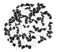 INOOMP Small Ceramic Mosaic Tiles Glazed Irregular 200G Pack for Craft Hobbies and Home Decoration Black White Grey