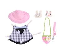 INOOMP Small Pet Walking Harness Bunny Vest and Leash Set Breathable Sturdy Cotton Knitting Plush Creative Pattern Charming Design for Outdoor Activity Suitable for Hamsters and Rabbits