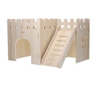 INOOMP Small Pets Hideout House Double Deck Hut Wooden Rat House with Climbing Ladder Unique Design Promotes Clean and Healthy Living Environment Solid Wood for Guinea Pigs and Hedgehogs