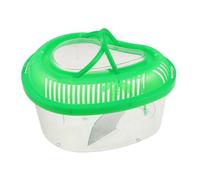 INOOMP Small Portable Fish Tank Handle and Lid, Green Plastic Reptile Box 21x15x12cm, Turtle and Bearded Dragon Habitat for Travel and Transport