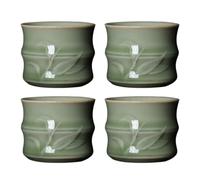 INOOMP Small Teacups Set and Easy to Clean Round Design with Smooth Surface 4pcs Ceramic Traditional and Modern Craftsmanship Tea Accessory for Tea Lovers and Gift